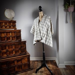 INC International Concepts Open-Front Plaid Shimmery Cardigan